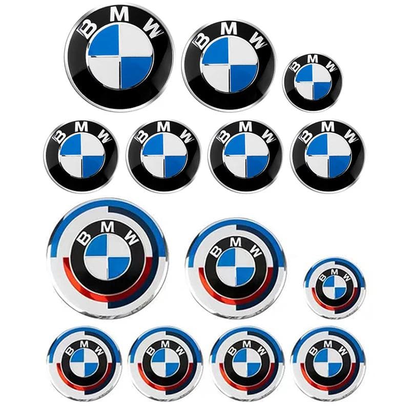 7 stuks BMW Embleem Set 82mm 74mm 45mm 56mm 68mm Auto Voor Motorkap Logo Achter Kofferbak Badge Wiel Naafdoppen Stuurwiel Sticker