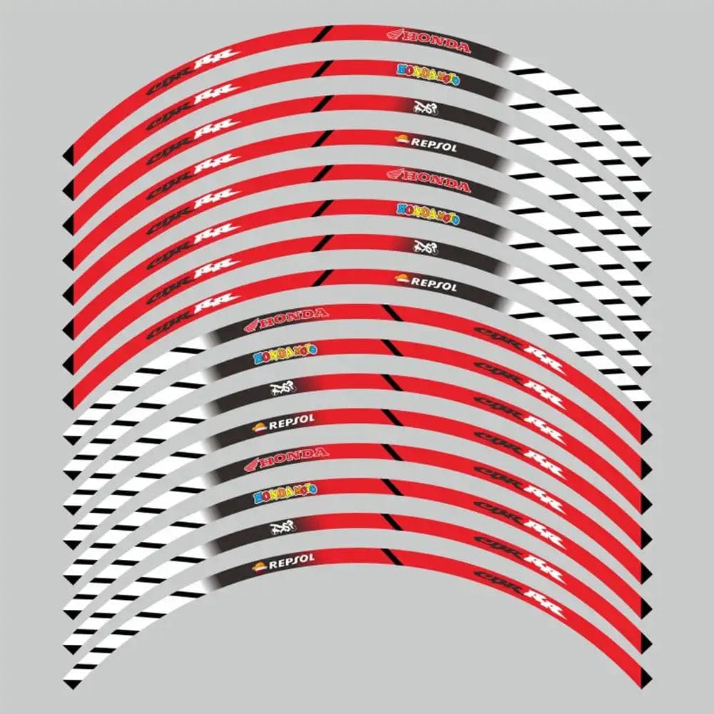 16 Stuks Motorfiets 17 18  Wiel Reflecterende Sticker Auto Wiel Sticker Wielvelg Tape Velgstrips Voor Honda Kawasaki Motorfiets