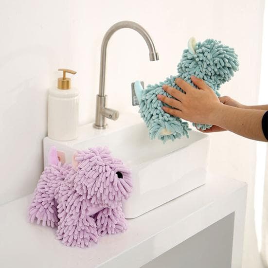 Chenille Handdoek Cartoon Puppy Vorm Zachte Microvezel Handdoek Hoge Waterabsorptie Badkamer Handdoek grijs