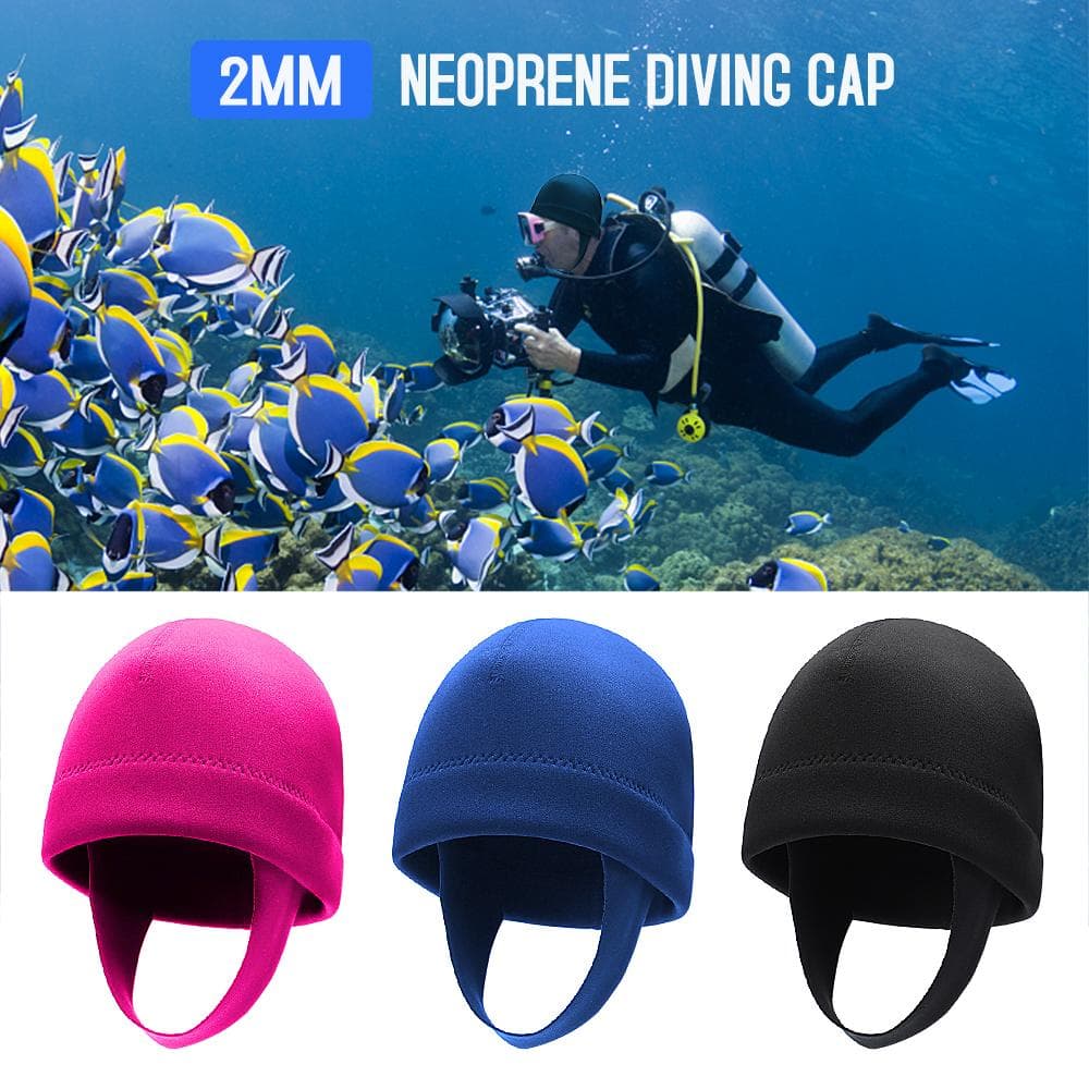 2 mm neopreen snorkelkap UV-bescherming Warme duikkap Wetsuit-muts voor snorkelen zwart