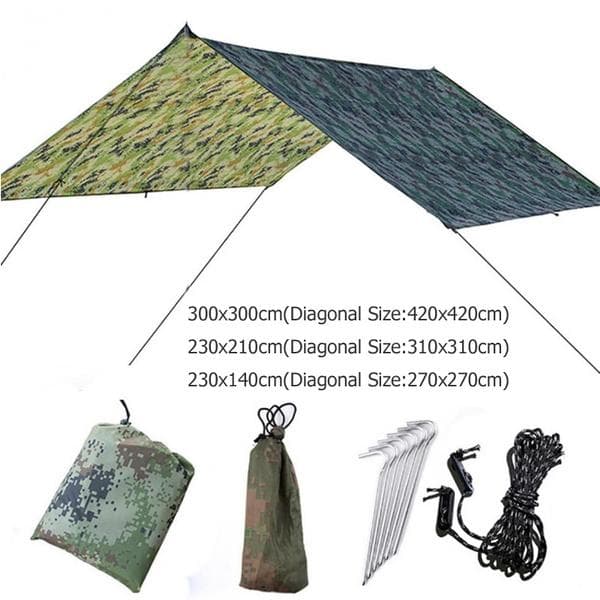 Luifel Waterdicht Tarp Tent Schaduw Ultralichte Tuin Luifel Zonnescherm Buiten Camping Hangmat Regen Vlieg Strand Zonnescherm grijs