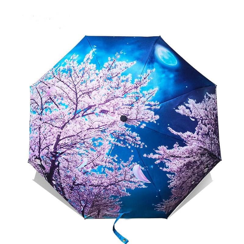 Opvouwbare paraplu Vrouwelijke Van Gogh Schilderij Chinese kunst Sakura Paraplu's Regen Dames Winddicht Anti-UV-zonneparasol