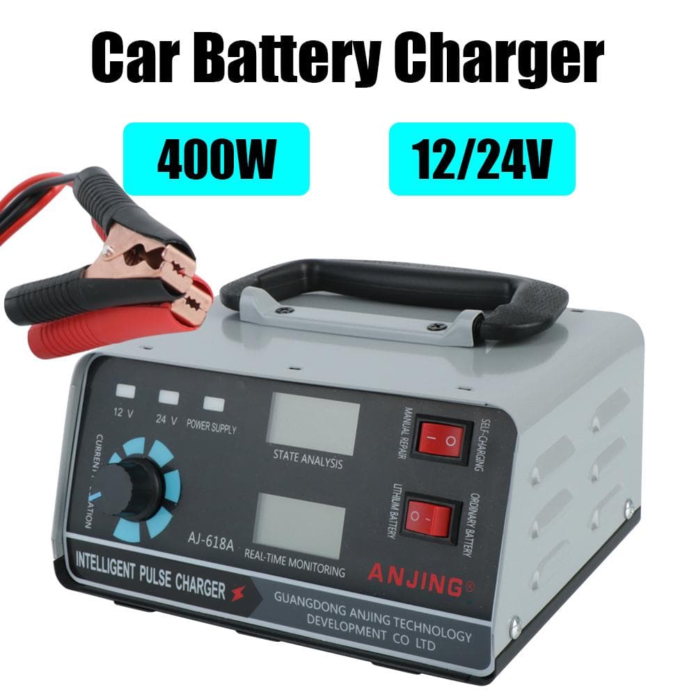 Automatische acculaders EU/US-stekker 12V/24V Vijftraps Power Puls Reparatieladers 400W Digitaal LCD-scherm Nat Droog Loodzuur