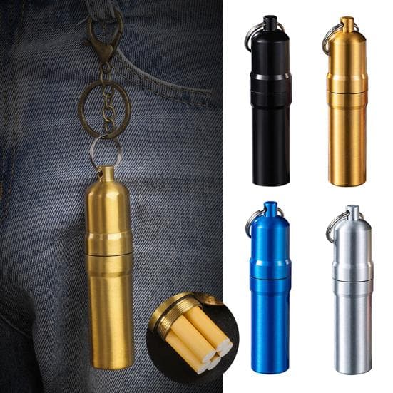 Metalen Kruiden Roll Opbergdoos met Sleutelhanger Draagbare Reis Mini Kruiden Roll Etui Asbak Multifunctionele Pillen Organizer Container zilver
