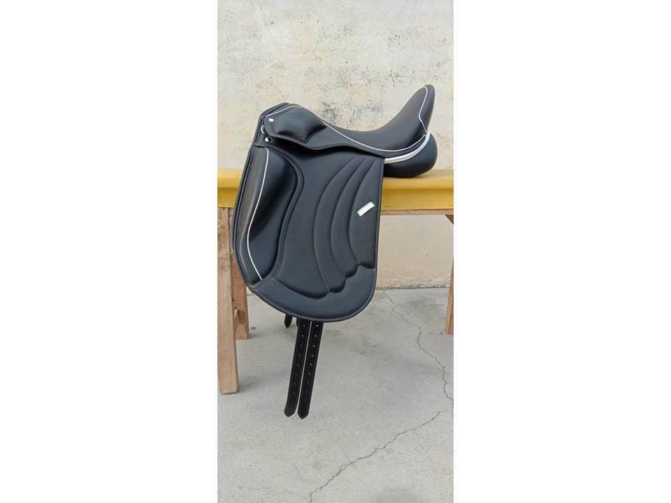 Nieuw Engels Leder Dressuur Mono-Flap, Verwisselbare Boommaten Zadelmaat 17 , 17.5 , 18 zwart
