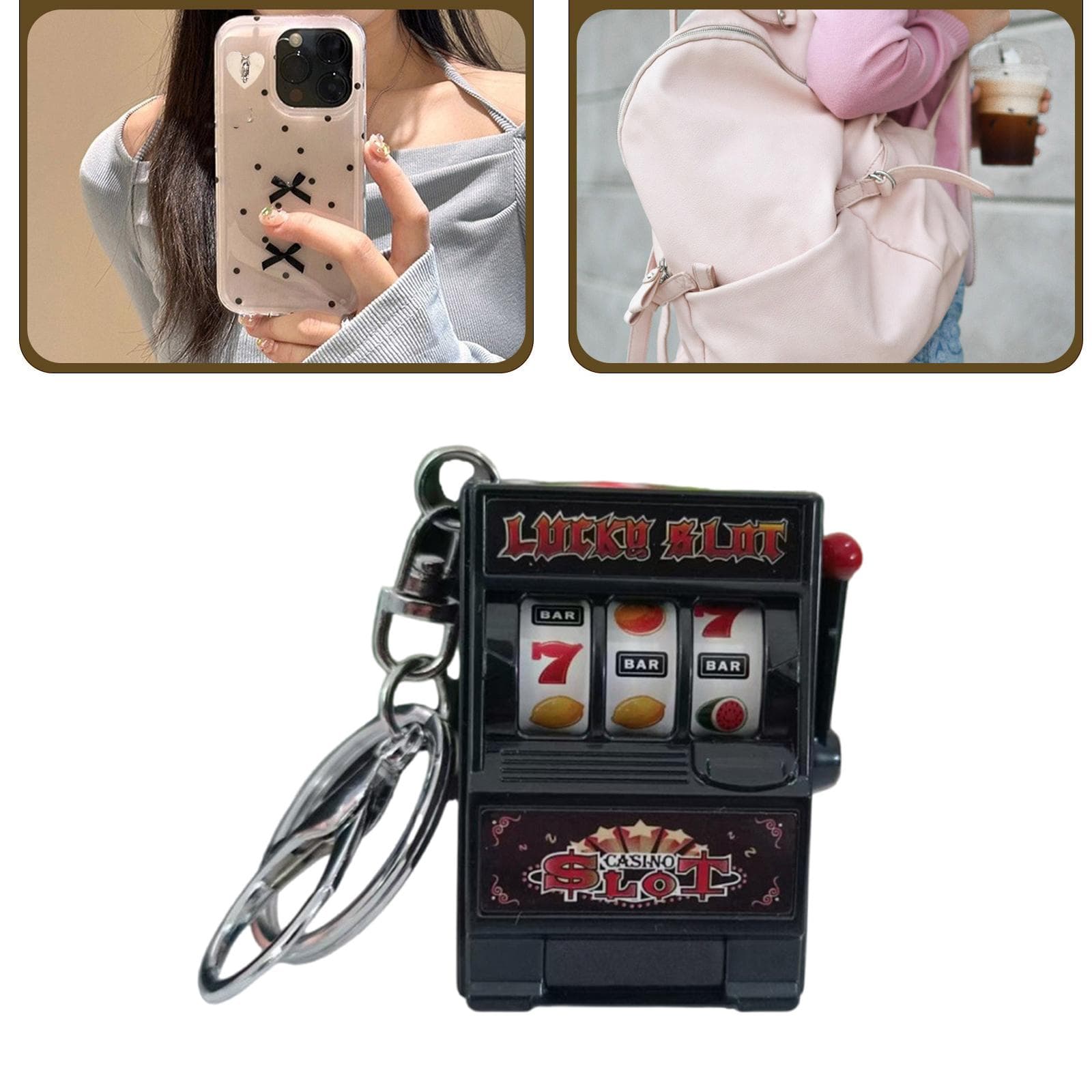 Compacte Fruit Gokkasten Sleutelhanger Opvallende Fruitmachine Sleutelhangers Sleutelhanger Bedel Om Plezier Toe Te Voegen Aan Reizen zilver