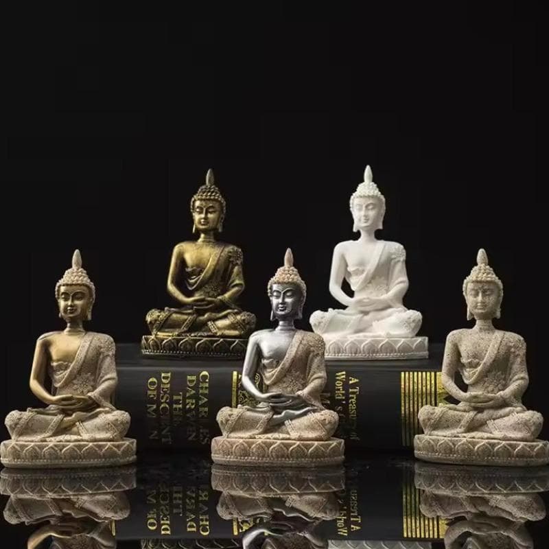 Feng Shui Boeddhabeeld Zandsteen Hars Shakyamuni Lotusbasis Zingen Meditatie Ambachten Ornament Zen Mascotte Bureau Decoratie