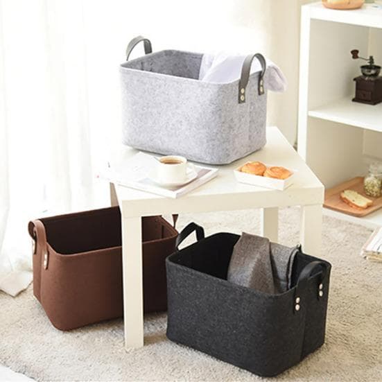 Vilt opbergmand Grote capaciteit Opvouwbare organizer met stevige handgrepen voor kleding Quilts Wasruimte organizer Huis Slaapkamer Woonkamer donkerb