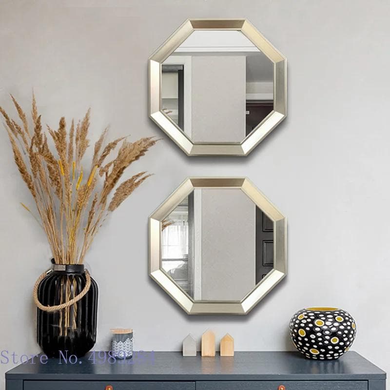 Spiegelwand Glazen Wandophanging Geometrische Achthoek Gouden Rand Achtergrondwand Decoratie Make-upspiegel Combinatie Hanger
