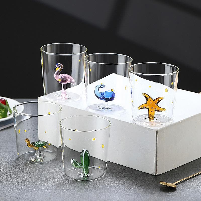 3D Creatieve Handgemaakte Bubbels Glazen Kop Driedimensionale Dier Plant Vorm Koffie Melk Drank Schattige Transparante Glazen Kop, Cadeau