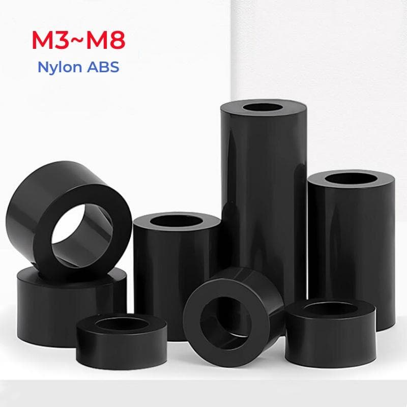 Zwart Nylon ABS Ronde Holle Afstandhouder Zonder Draad Holle Spacer M3 M4 M5 M6 M8 Ringen PCB Board Schroef Lengte 2mm~50mm zwart