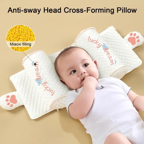 Baby Hoofdvormkussen Ademende Hoofdsteun Zuigeling Ondersteuningskussen Antislip Zuigeling Hoofdkussen voor Pasgeborenen 0-6 Maanden