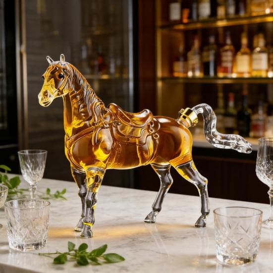 Paard Whiskey Decanteerkan Handgemaakt Hoge Borosilicaatglas Likeur Dispenser Western Cowboy Thema Alcohol Cadeaubox voor Mannen Vaderdag Verjaardag