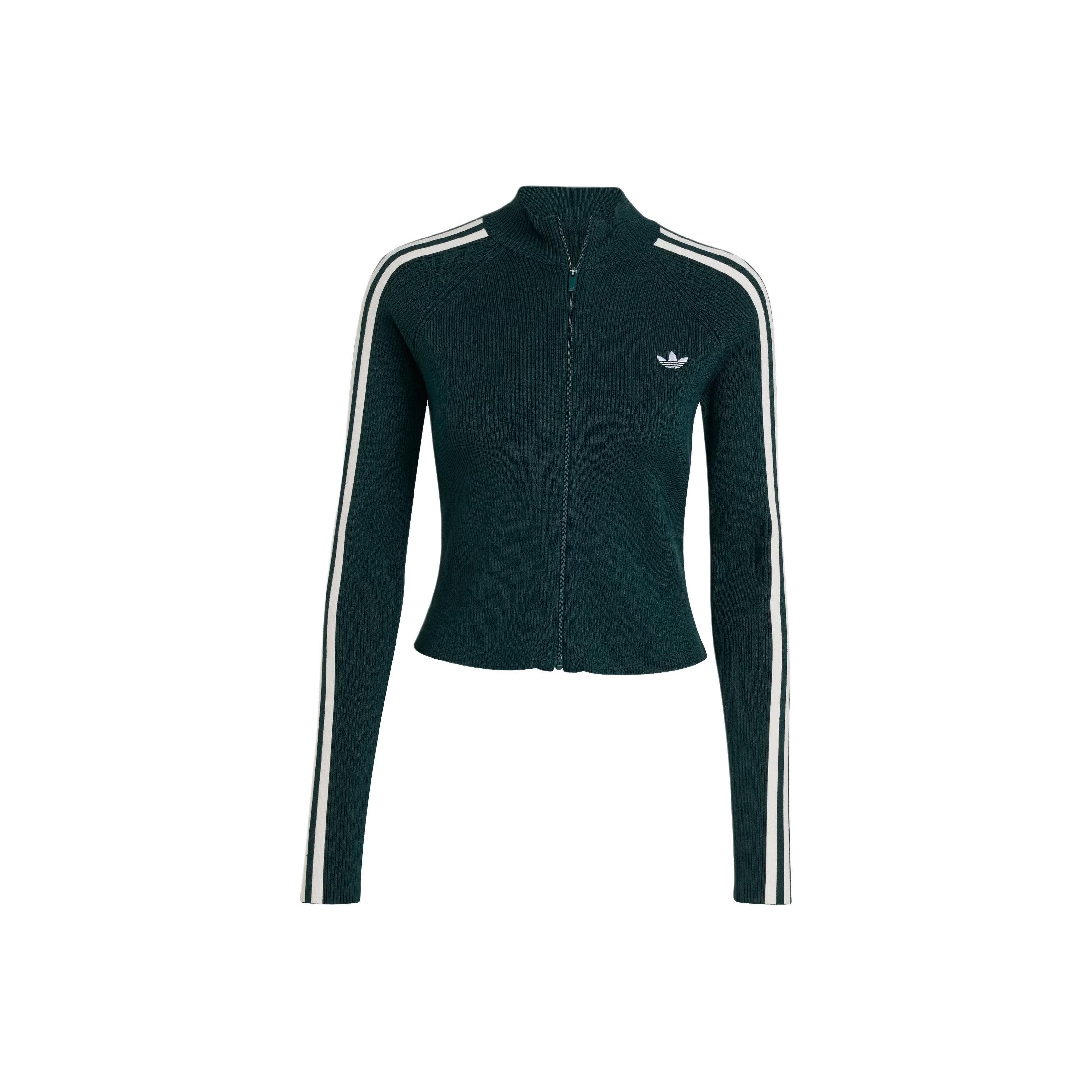 Adidas Originals Adicolor Slim Knit Trainingsjack met Logo Streep Getailleerd Sportjack Dames jassen JY2599 cm