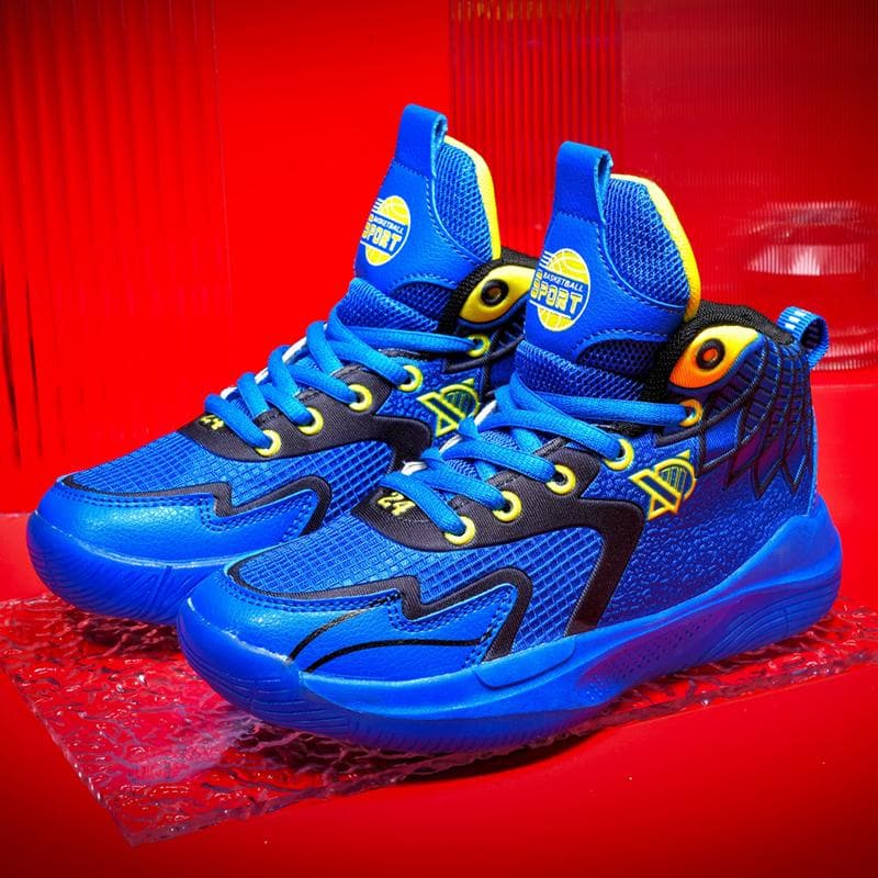Kinderen 4 seizoenen hoge sneakers jongens meisjes basketbalschoenen comfortabele ademende wandelsporten hoge platform casual schoenen cm blauw