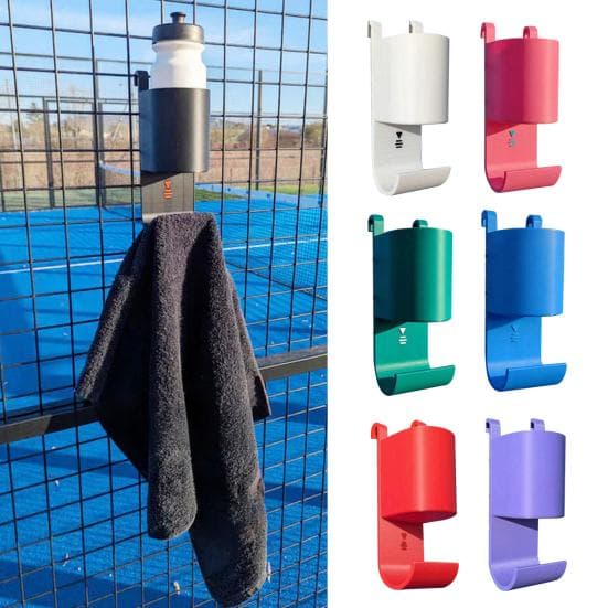 Padel Tennis Waterfles Handdoekrek 3D Geprint Court Side Organizer Waterfleshouder Tenniswedstrijden Spelers Essentieel Accessoire roze