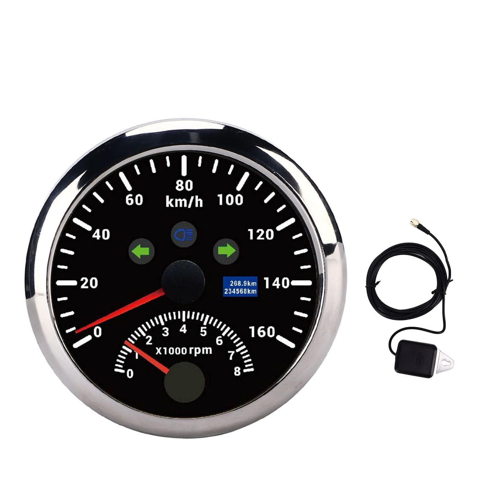 85mm 160km/u GPS Snelheidsmeter 0‑8000rpm Toerentalmeter LCD Rode Achtergrond voor Auto Boot Jacht Camper Vrachtwagen