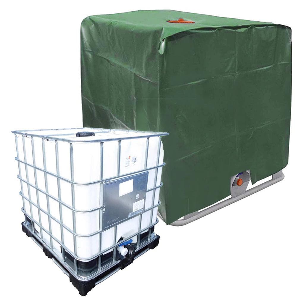 Groene 1000 liter IBC-container Aluminiumfolie Waterdichte en Stofdichte Hoes Regenwatertank Oxford-doek UV-beschermingshoes zwart
