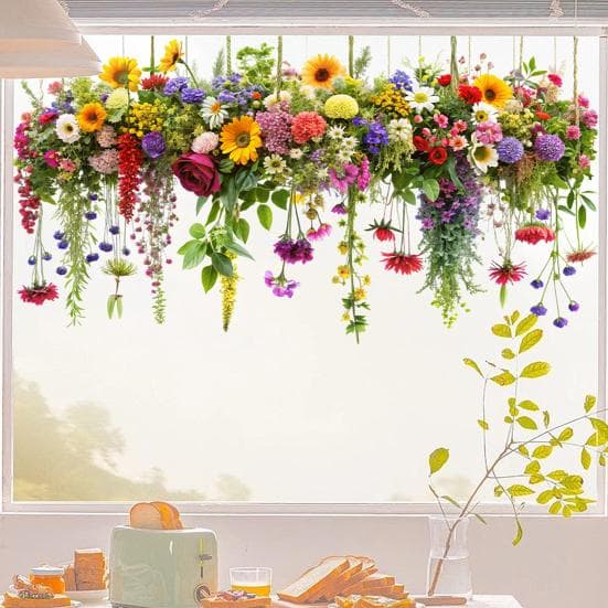 Bloemen Lente Raamstickers Verwijderbare Anti-Botsingsraamstickers Waterdichte Statische Stickers voor Glas Raam Deur Decoratie veelkleurig