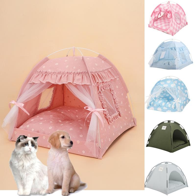 Hond Kat Kitten Nest Speeltent Tipi Huis Tipi Bed Puppy Kussen Slaapmat blauw