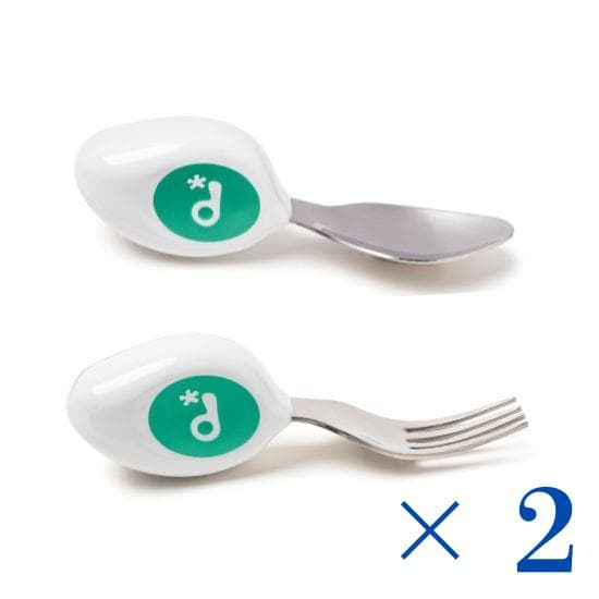 ※2 SETS※　doddl peuter bestekset lepel en vork (AquaGroen)