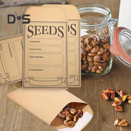 50 Stuks Zaden Bewaar Enveloppe Kraftpapier Transparant Venster Bloemen Groenten Kruiden Zaden Zelfklevende Sluitzakken Tuinbenodigdheden geel