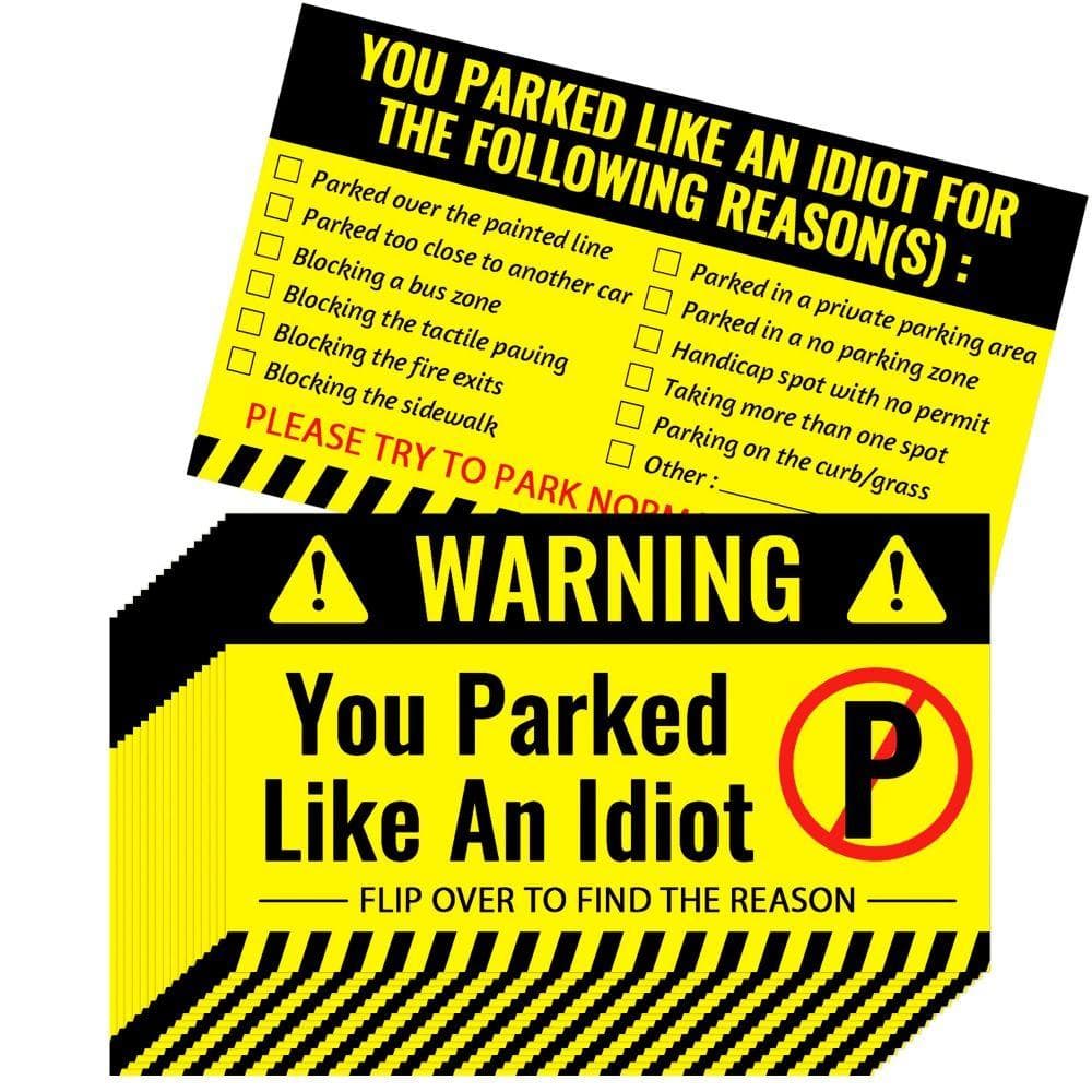 100 Stuks Grappige Slecht Parkeren Kaarten 3,5 x 2 Inch Kartonnen Parkeerkaarten met Meerdere Overtredingsredenen Parkeerovertreding Kaarten wit