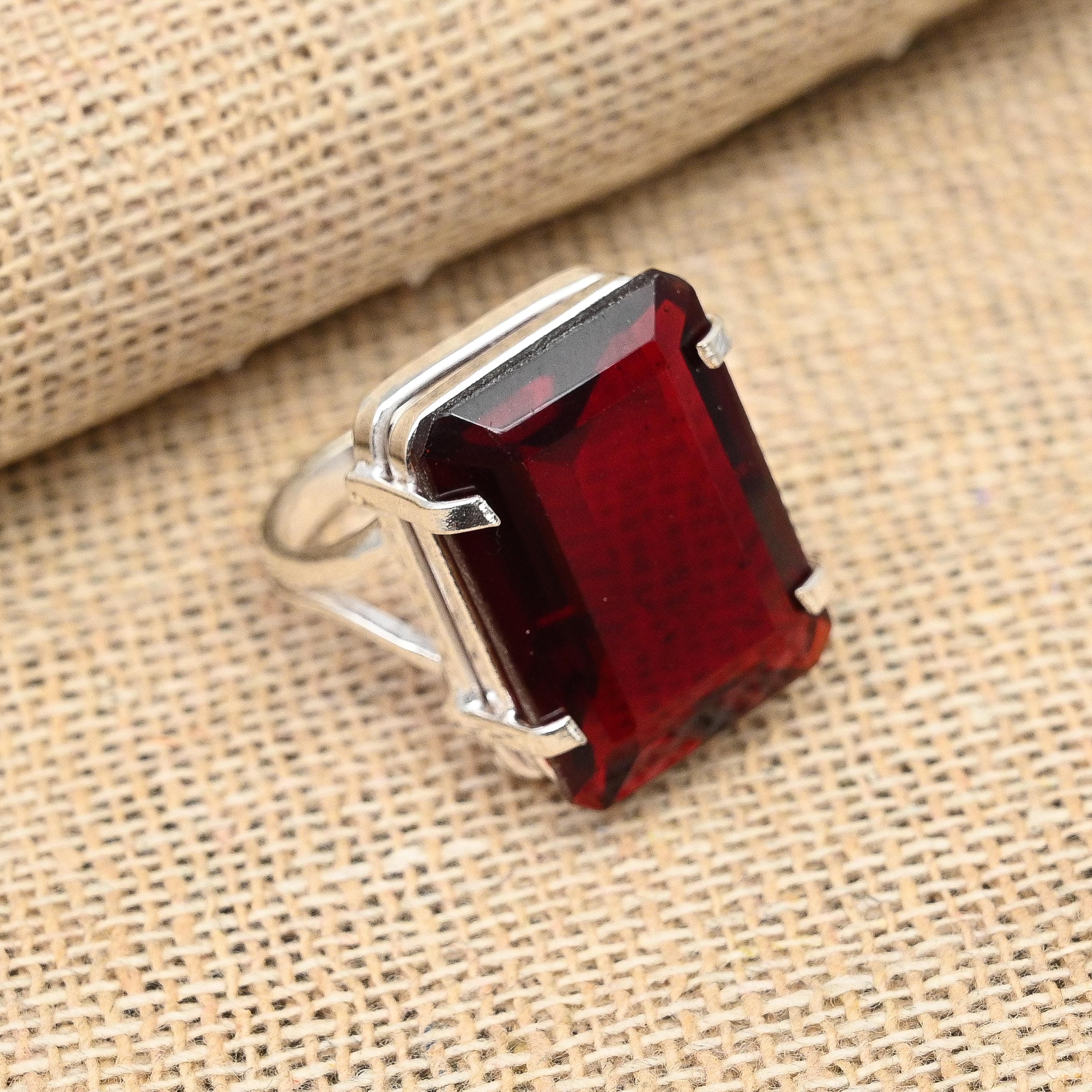 Rode Granaat Edelsteen Handgemaakte Ring 925 Sterling Zilveren Sieraden Ring Voor Cadeau rood