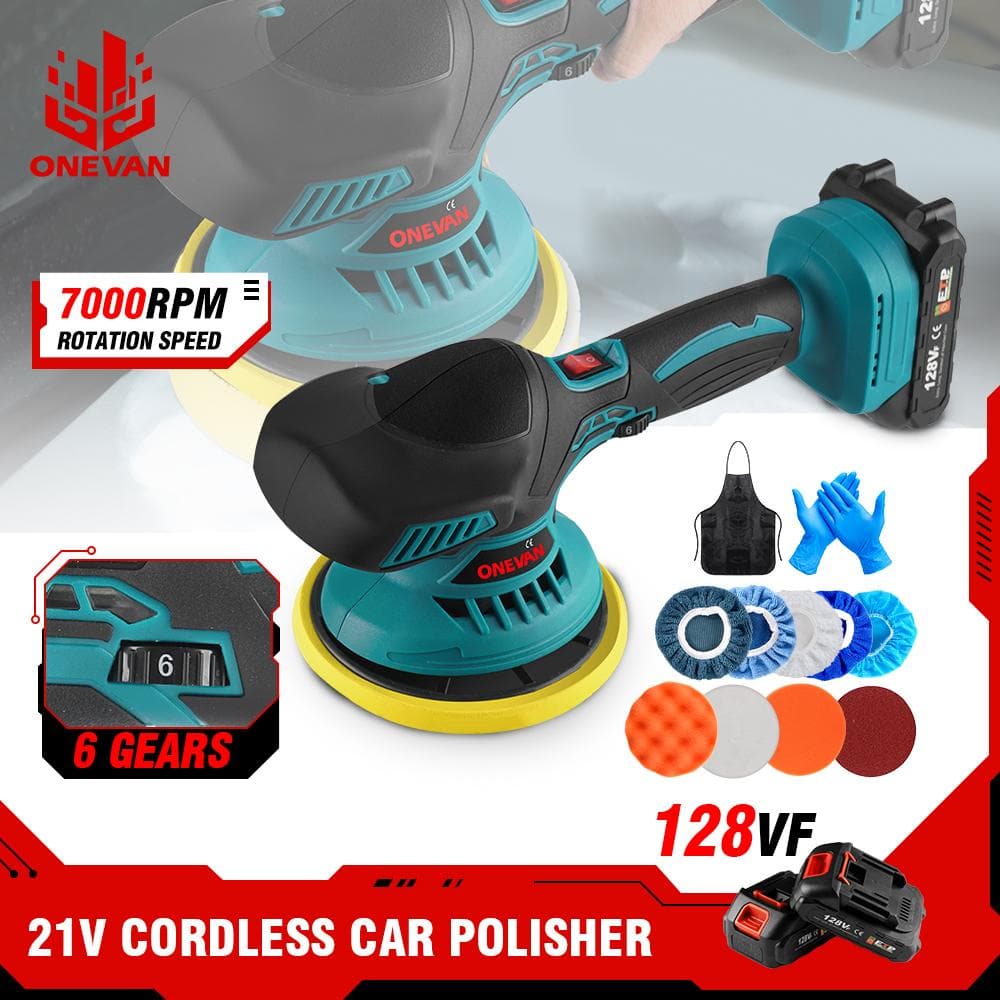 ONEVAN 21V Elektrische Autopolijstmachine Snoerloze Autopolijstmachine 7000rpm Verstelbare Draadloze Autopolijstmachine Voor Makita 18V Accu