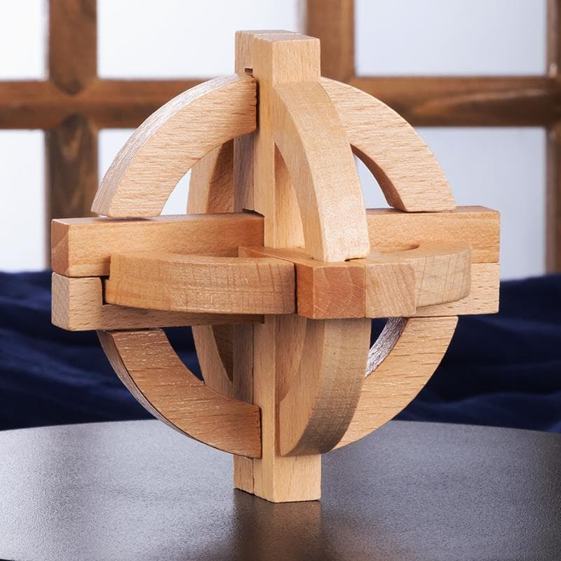 Houten Kongming Luban Slot, 3D Brain Teaser Puzzel, Kantoor Decompressie Puzzel voor Volwassenen, Intelligentie Cadeau voor Kinderen (Bal))