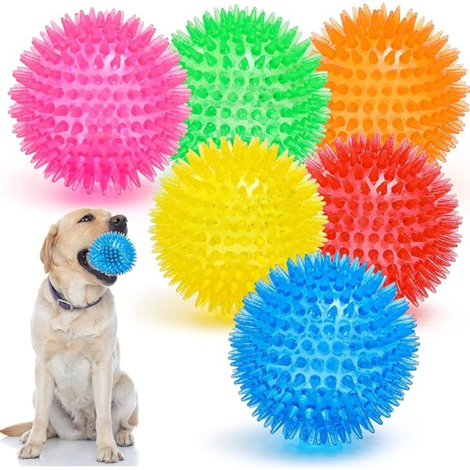 Piepend Hondenspeelgoed Ballen Puppy Kauwspeelgoed voor Doorkomende Tandjes BPA-vrij Niet-toxisch Stekelig Hondenspeelgoed voor Middelgrote Grote Klei