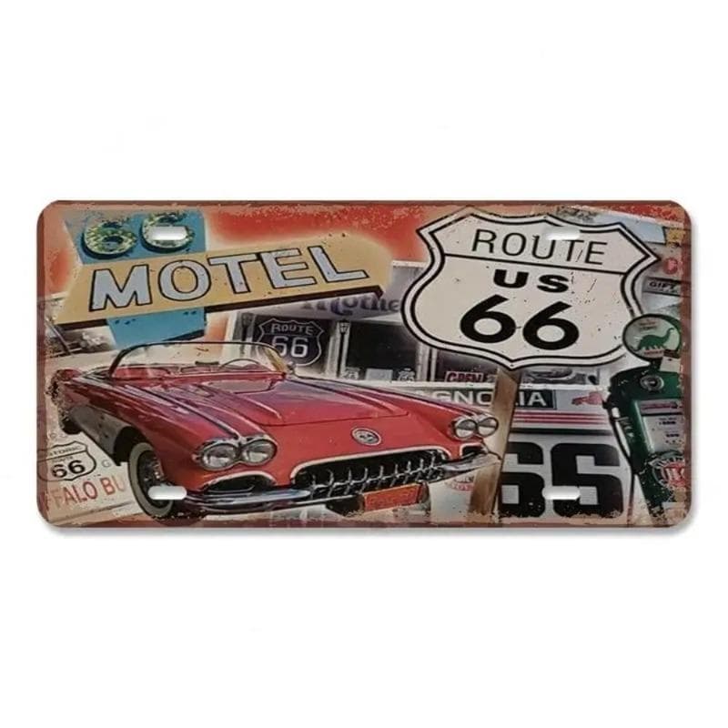 Route 66 Souvenir Kentekenplaat, Vintage Metalen Auto Bord 15x30cm