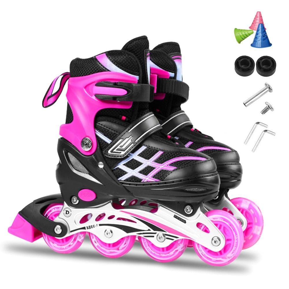Verstelbare verlichte inline skates met oplichtende wielen voor kinderen en jongeren Inline skates voor blauw