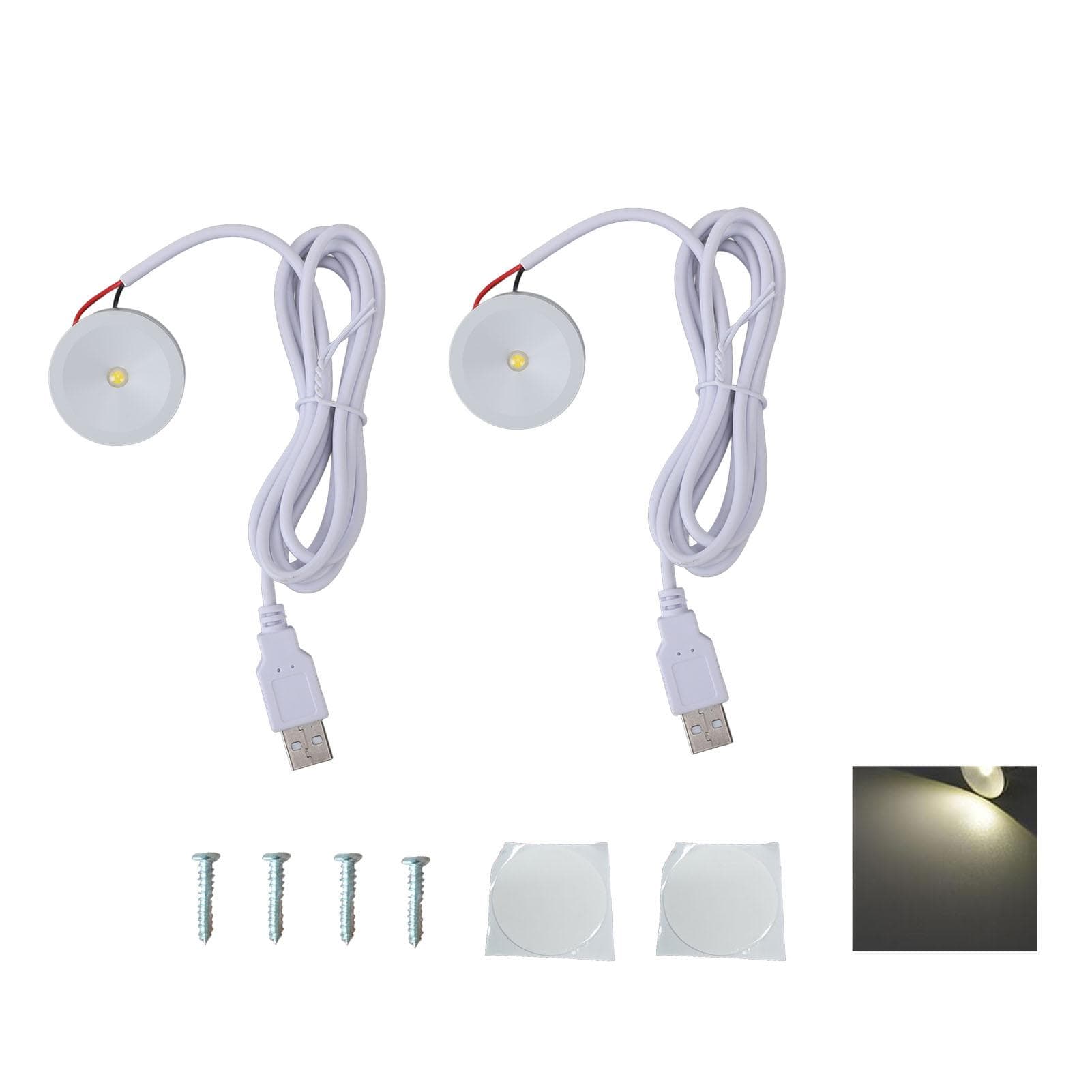 2 Sets Mini Spotlight 5V 1W USB LED Rond Oogvriendelijk met 4.3ft Draad Sieraden Display Verlichting