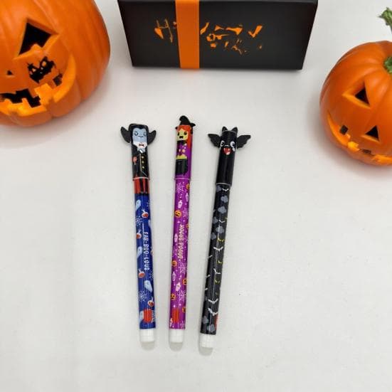 Halloween Uitwisbare Gelpennen 0.7mm Heks Vleermuis Thema Pennen met Ingebouwde Gummen School Kantoor Benodigdheden voor Studenten