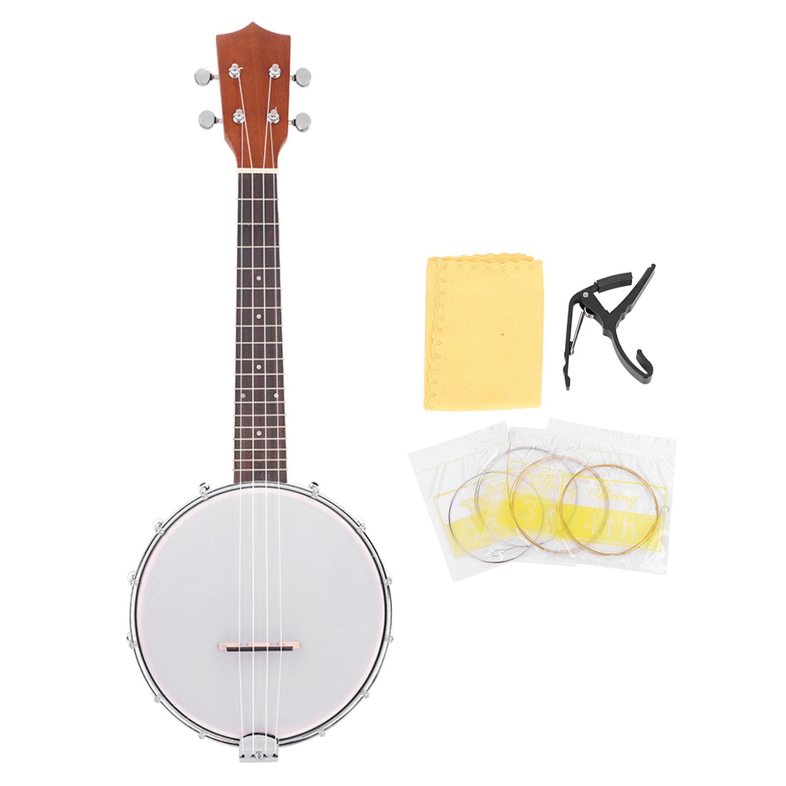 4-snarige Banjo Set met BJ10 Snaren Capo Reinigings- en Poetsdoek