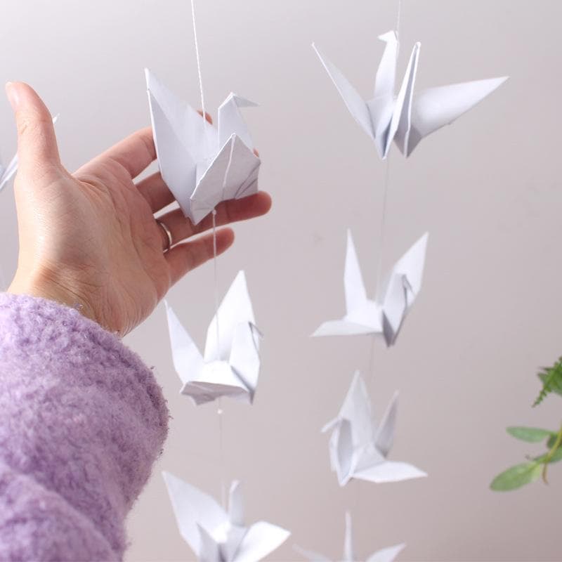 Witte A4 Papieren Origami Kraan Touw voor Bruiloft Locatie Decoratie wit
