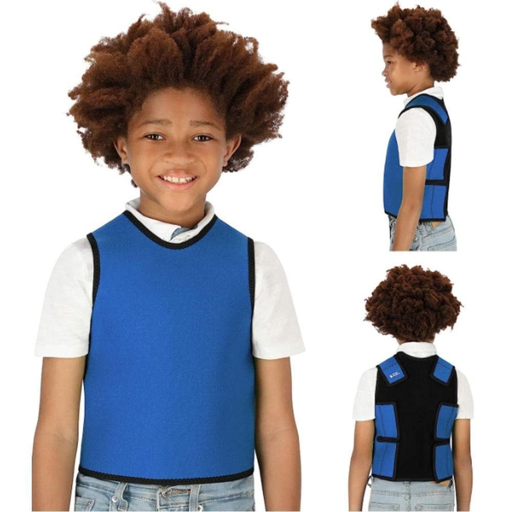 Verstelbaar Compressievest Zwart Diepe Druk Vest Comfortabel Sensorisch Vest voor Kinderen blauw