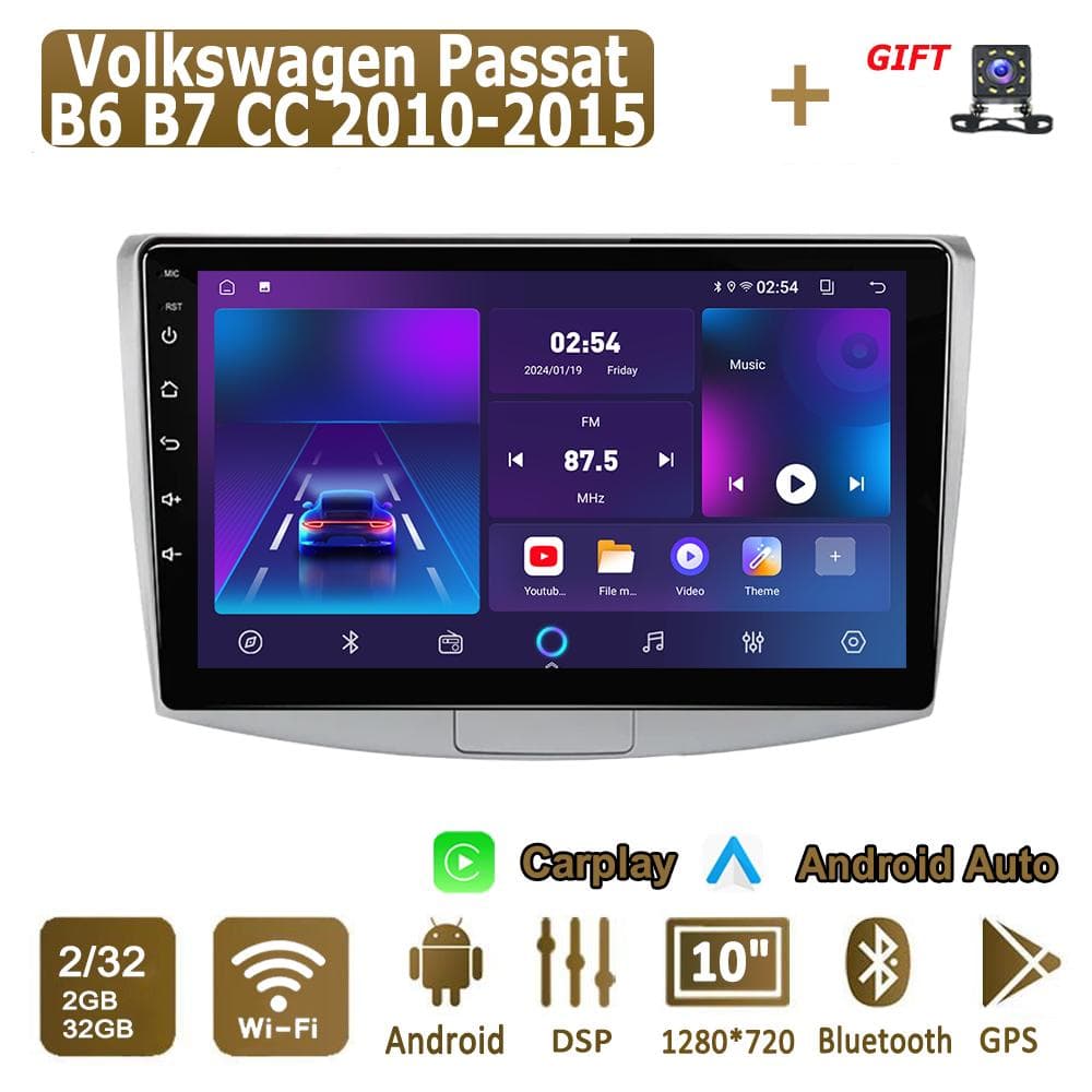 Android Carplay Autoradio Voor Volkswagen Passat B6 B7 CC 2010-2015 Multimedia Speler Head Unit Stereo GPS Navigatie BT WIFI 2+32GB