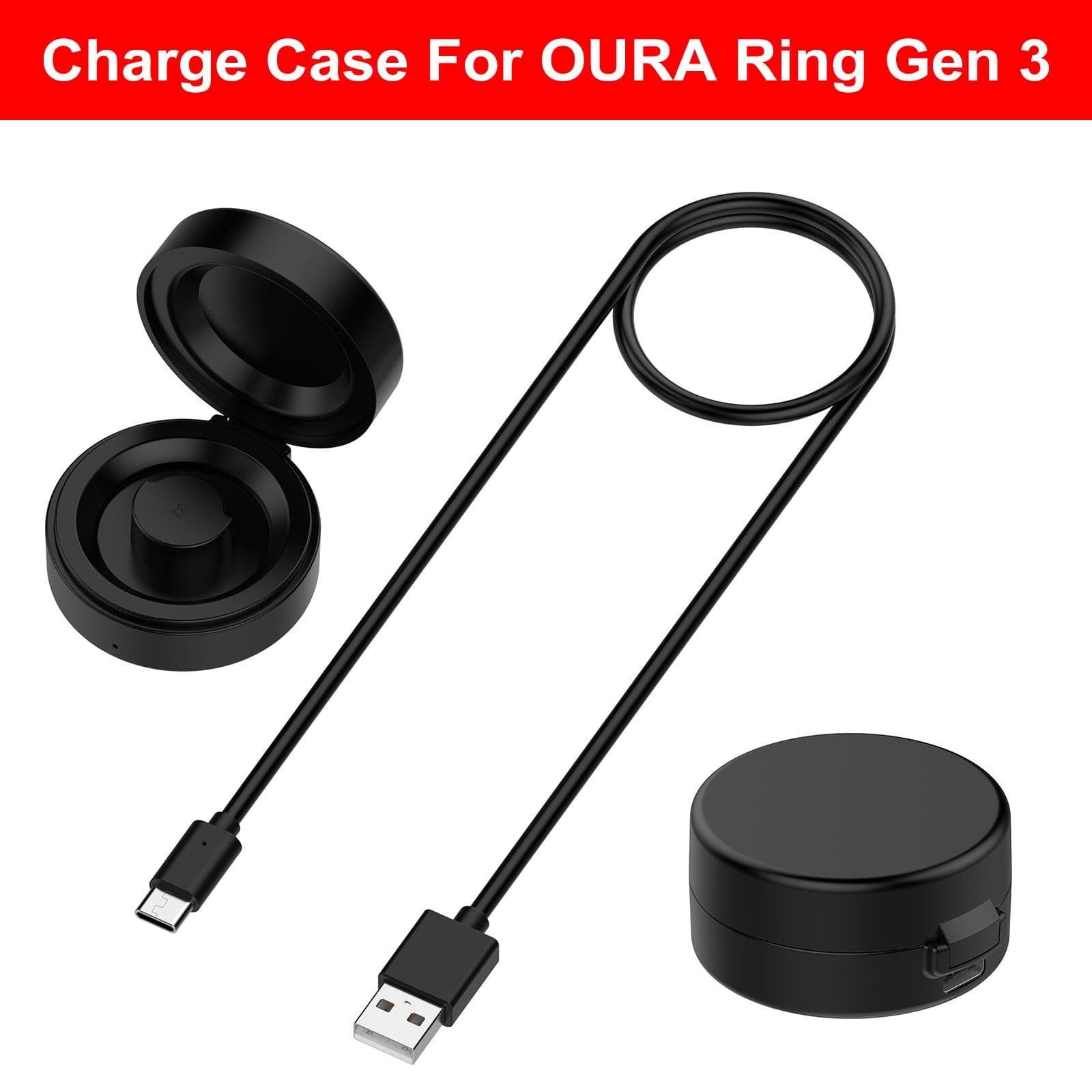 Compatibel met Oura Ring Gen 4 Gen 3 Oplaadcase Draagbare Veilige Oplaaddock met USB-C Kabel voor Smart Ring Accessoires