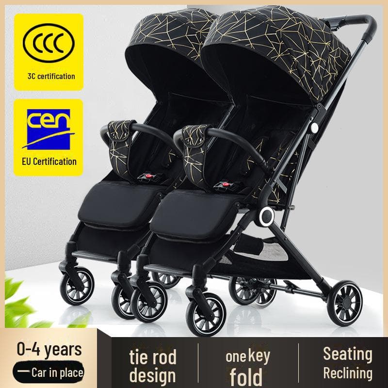 Lichtgewicht Tweeling Kinderwagen: Opvouwbaar, Zit- en Ligoptie voor Kinderen