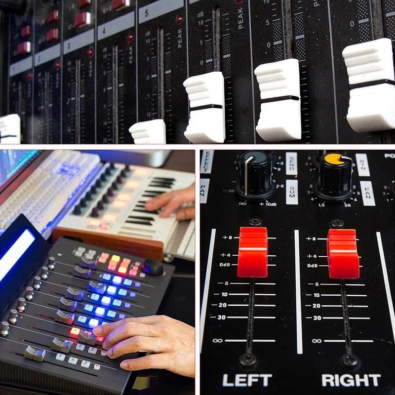 10 STUKS Fader Knop Dop Aanraakgevoelige Schuif Ribbel Mixer Tafel Schakelaar Knop Dop Plastic zwart