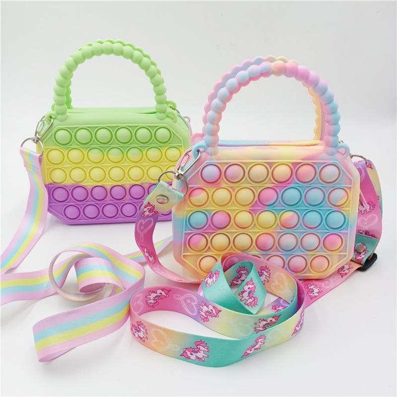 Pop It Fidget Speelgoed Siliconen Push Bubble Crossbody Tas Zintuiglijke Reliver Stress Autisme Volwassenen Kinderen Handtas Muntzakje Portemonnee Ges