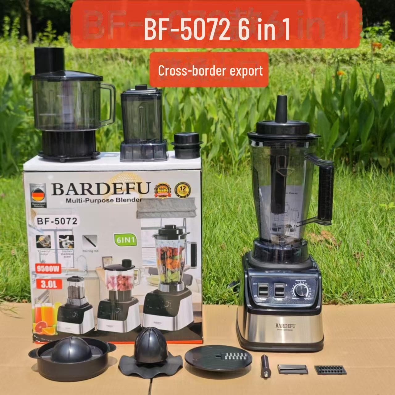 3L 6-in-1 Commerciële Roestvrijstalen Blender, Vleesmolen, IJsbreker, Sapcentrifuge