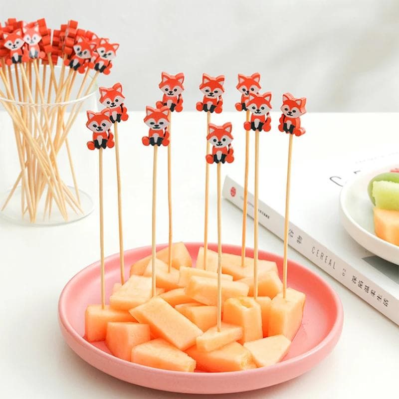 100 STUKS Wegwerp Fruitstok Creatieve Kunst Bamboe Stok Commerciële Cocktail Burger Decoratie Stok Tandenstoker