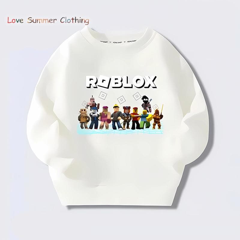 Roblox Print Sweatshirt voor Grote Kinderen Herfst Grote Jongen Groot Meisje Ronde Hals Effen Kleur Sandbox Spel Trui voor Jongens Zonder Capuchon Cas