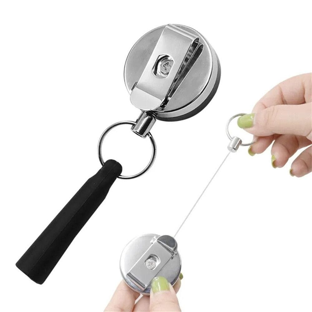 Heavy Duty Potloden Anti-Verlies Touw Roestvrij Staal Intrekbare Pen Trek Houder Timmerman zilver