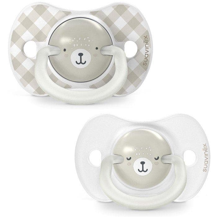 Lot de 2 sucettes symétriques - SUAVINEX - Night&Day Wild&Free - SX Pro - 6 a 18 mois - Gris
