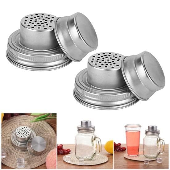 Mason Jar Shaker Deksel Roestvrij Staal Kruiden Shaker Tops voor Suiker Zout Peper Opslag Keuken Koken Cocktail Mixer Bar Tool
