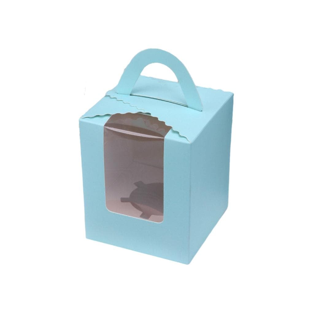 Cupcake Dozen Met Handvat En Inzetstuk Met Venster Draagbare Gebakcontainers Enkele Cupcake Dozen blauw